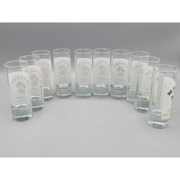 Malibu Rum 2oz Shot Glasses Lot of 10 Coconut Mango Pineapple Passion Fruit Etc. - Picture 9 of 10